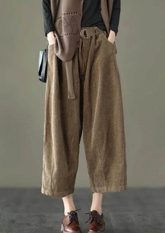 Plus Size Casual Pocket Corduroy DIY Pants
