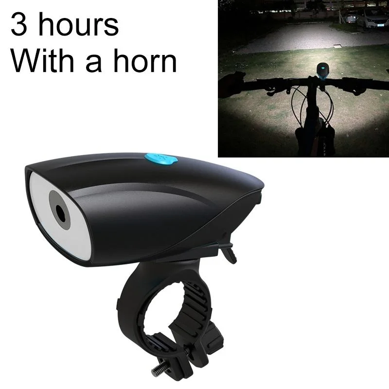 USB Charging Bike LED Riding Light, Charging 3 Hours with Horn