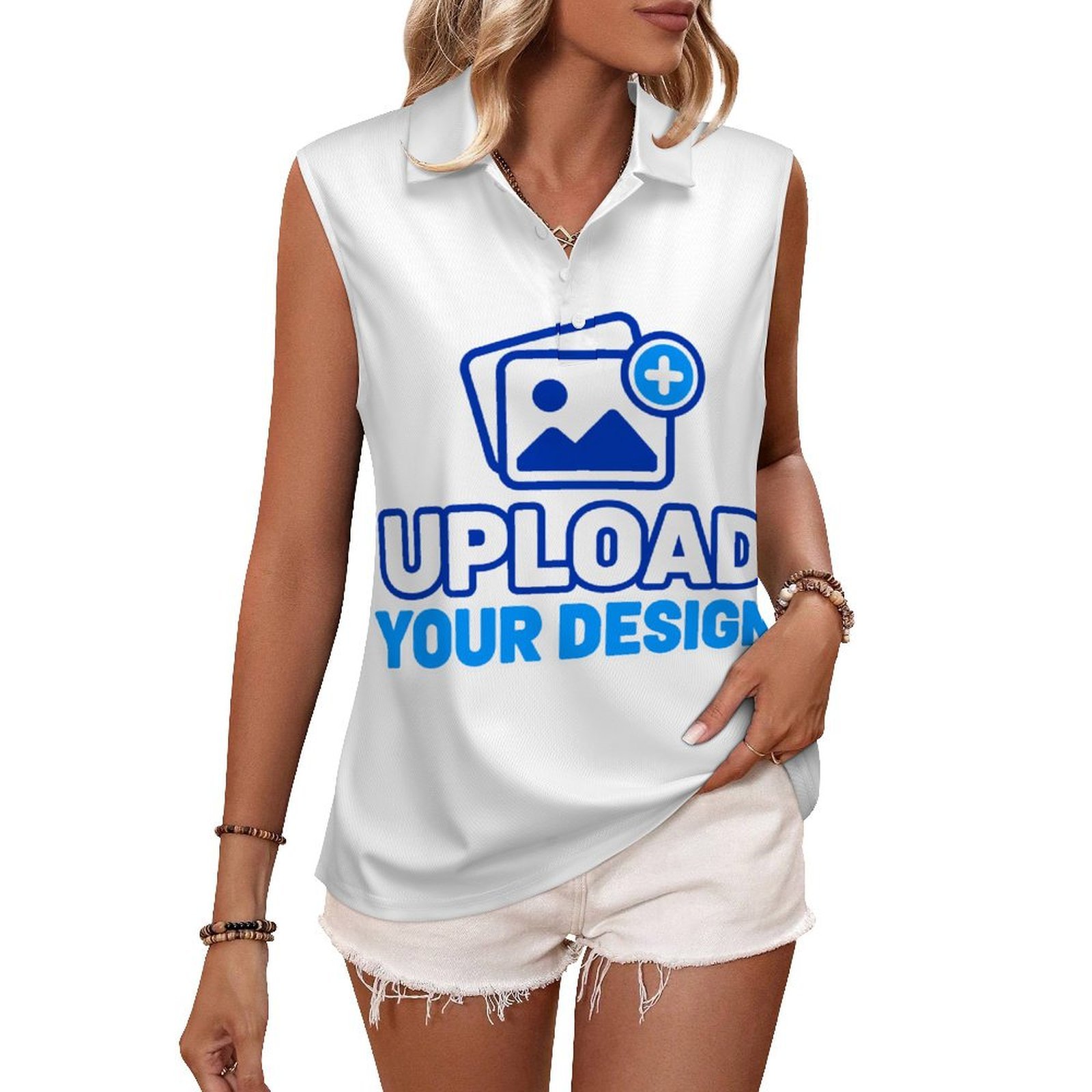 Sleeveless Polo Tank Top custom full-print product view 9