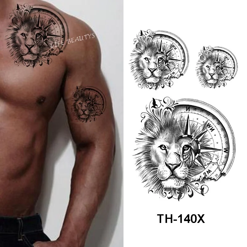 Sdrawing Tiger Cool Temporary Tattoo Sticker Fashion Wolf Waterproof Animal Body Art Arm Fake Removable Tatoo Men Women Personality