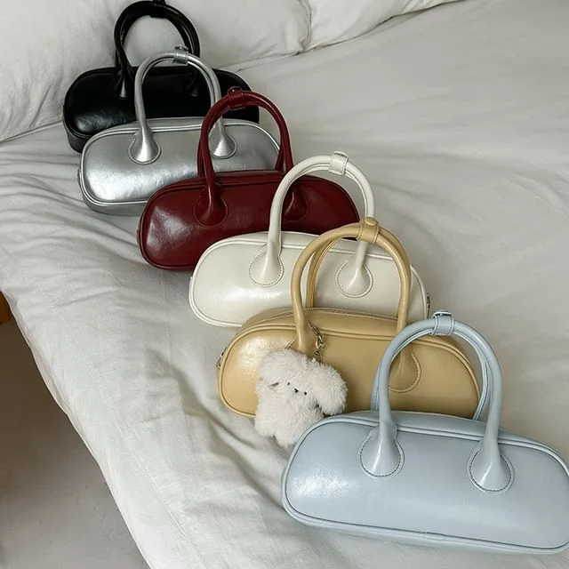 Faux Bag Leather Handle Crossbody Top Plain