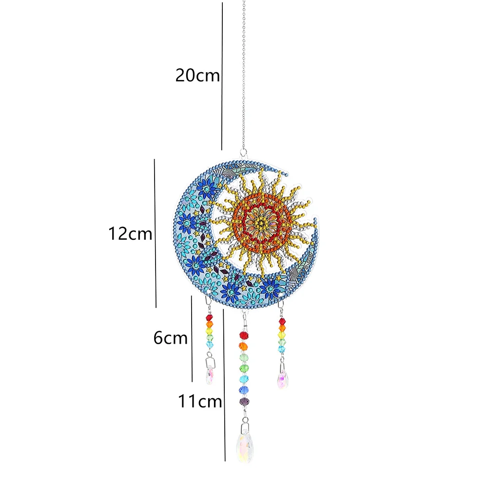 DIY Diamond Painting Light Catcher Hanging Crystal Wind Chime (Sun Moon)