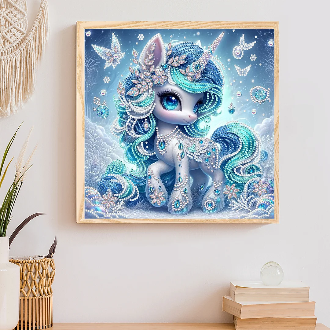 Blue Unicorn - Diamond Painting - Partial Special Shaped Drill(Canvas|30*30cm)