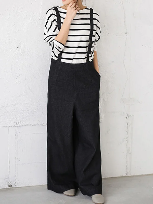 Loose Wide-Leg Long Overalls