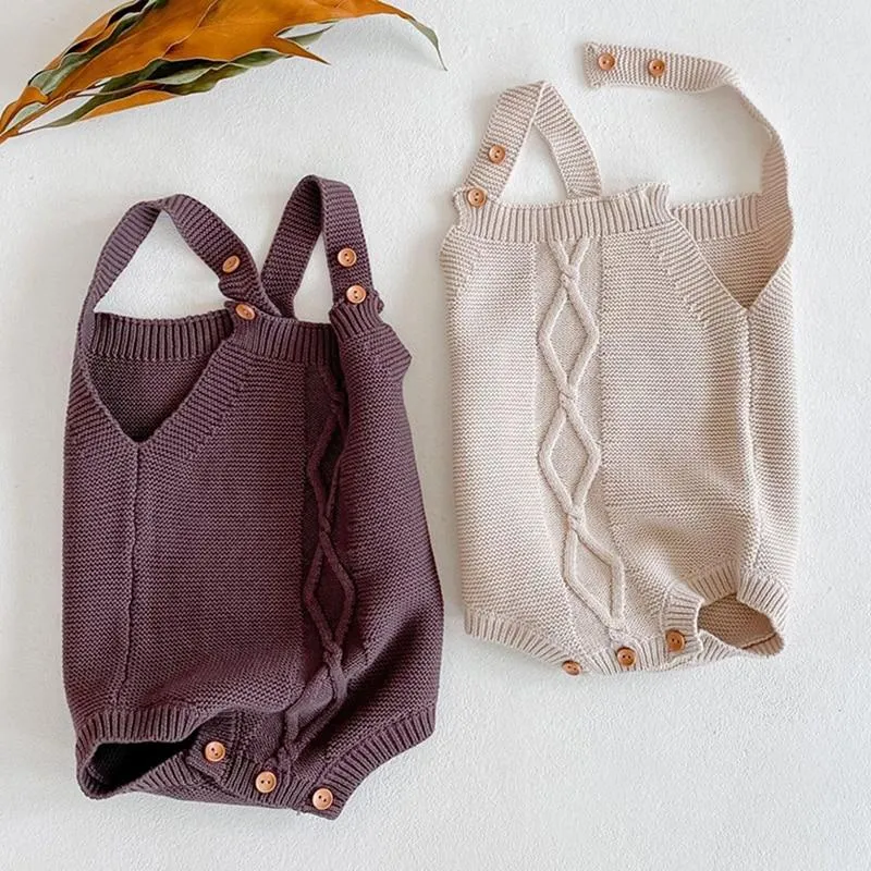 Autumn Baby Clothes Boys Girls Rhombus Rompers Baby Boy Girl Knit Braces Rompers Baby Jumpsuit Baby Clothes And Hat
