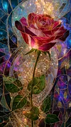 Luxury AB Velvet Diamond Painting Kit - Stained Glass Rose