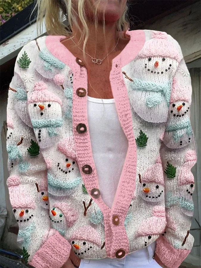 Women's Christmas Printed Comfortable Knitted Cardigan