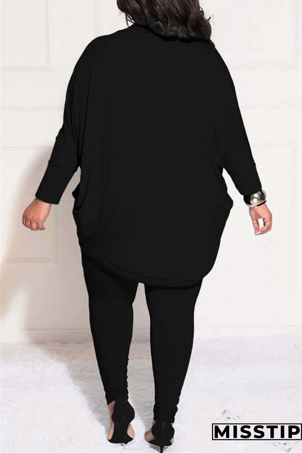 Burgundy Casual Solid Cardigan Pants Cardigan Collar Plus Size Two Pieces