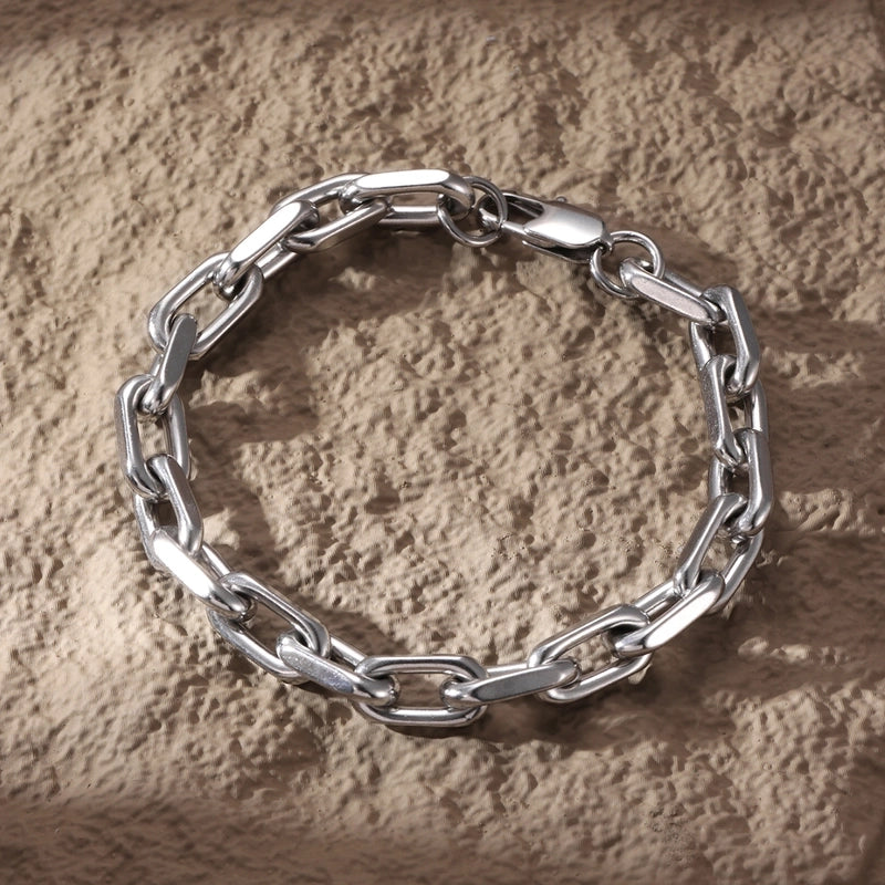 A Hip Hop Style Stainless Steel Cross Chain Thick Chain Bracelet