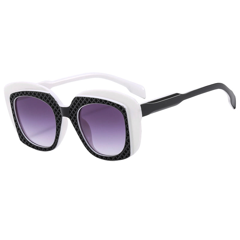 Retro Color Block Gradient Color Pc Square Full Frame Glasses