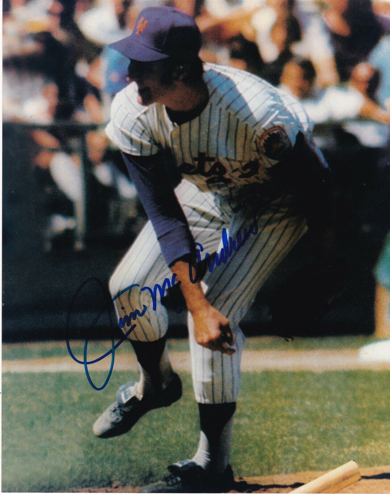 JIM MCANDREW NEW YORK METS ACTION SIGNED 8x10