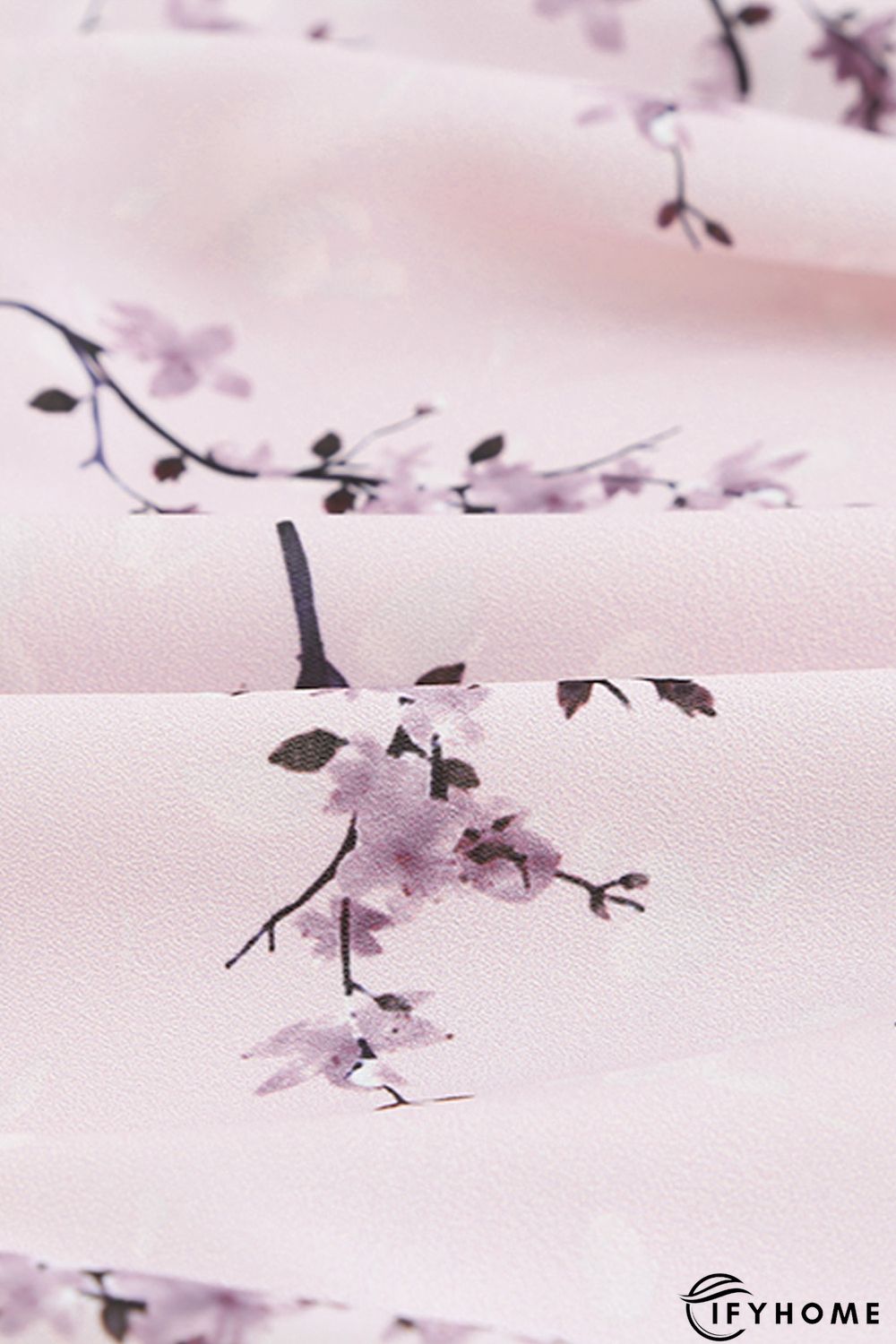 Pink Floral Print Ruffle Hemline Wrap Mini Dress | IFYHOME