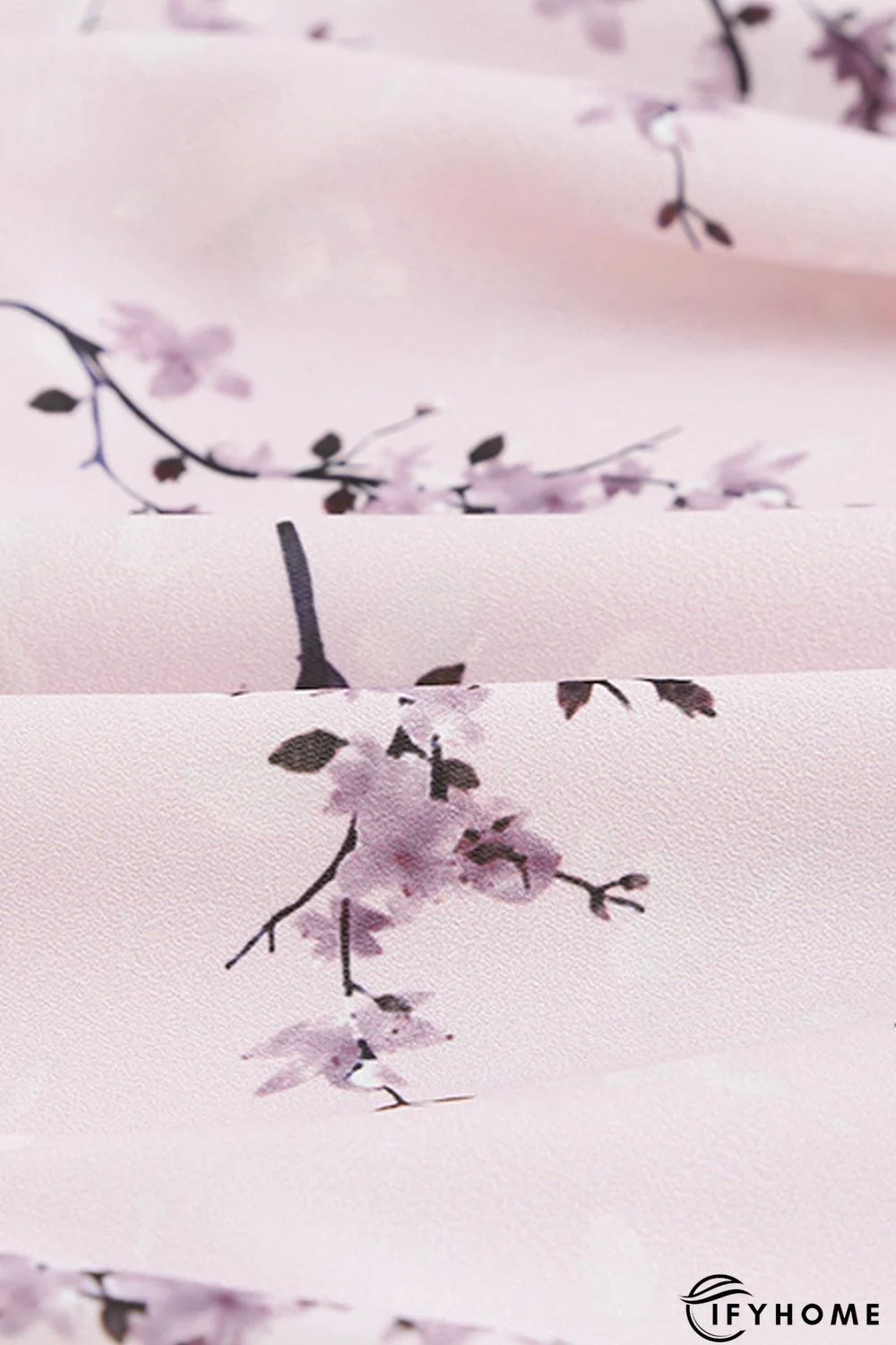 Pink Floral Print Ruffle Hemline Wrap Mini Dress | IFYHOME