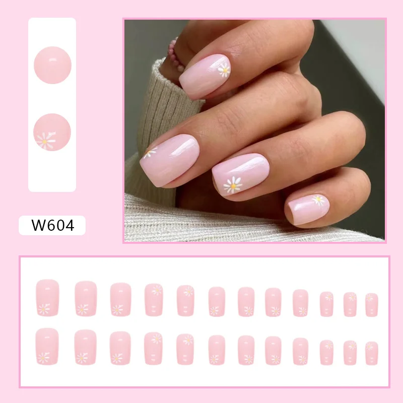 Churchf Churchf Sunflower Long Fashion European Square Nail Pink Tender Girl Wind Wearable Nail Patch