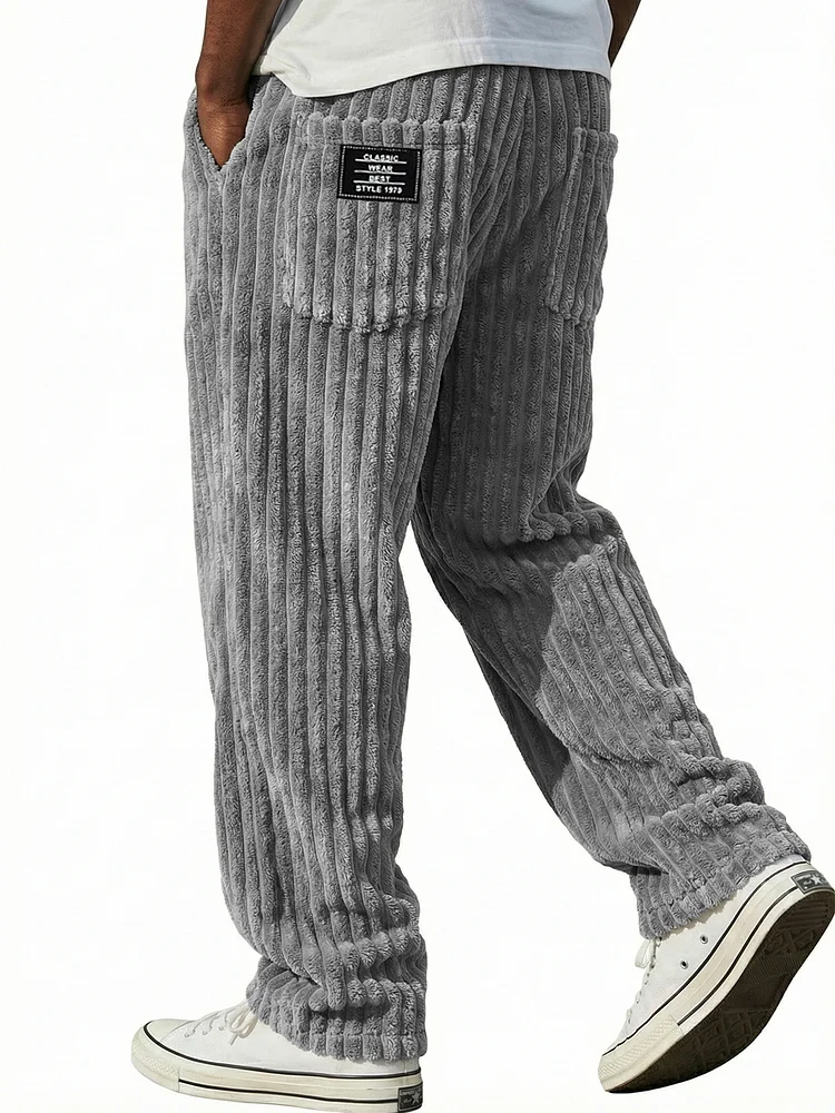 Stylish Vintage Corduroy Comfort Pants with Embroidery