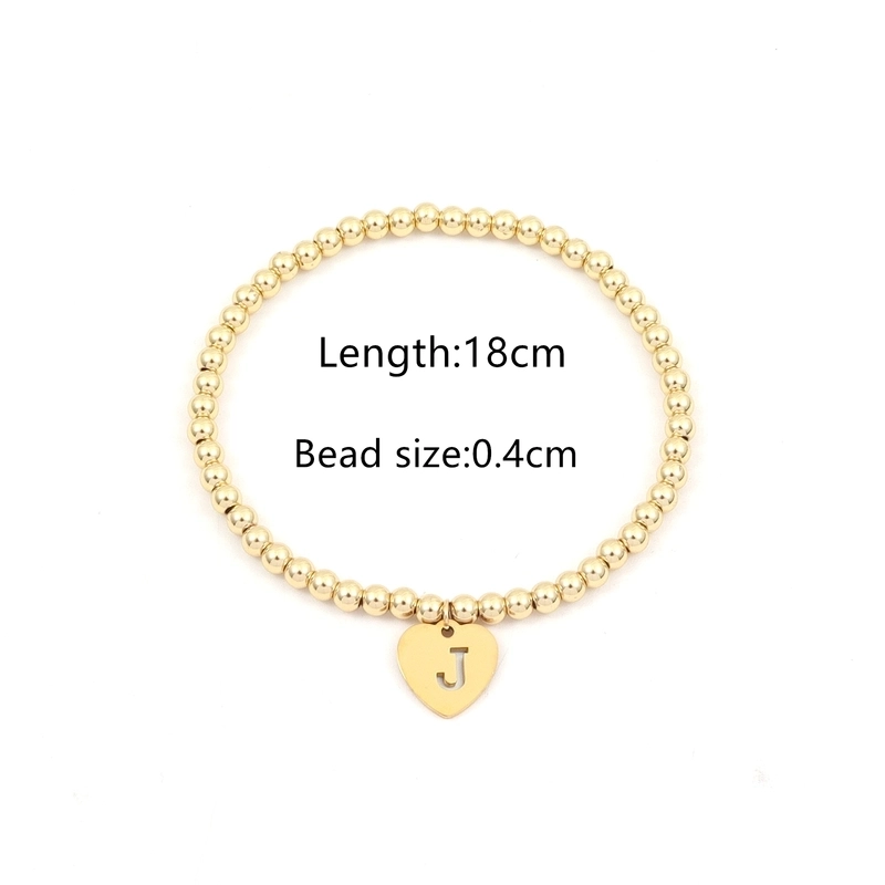 304 Stainless Steel Copper Beaded Letter Heart Shape Bracelets