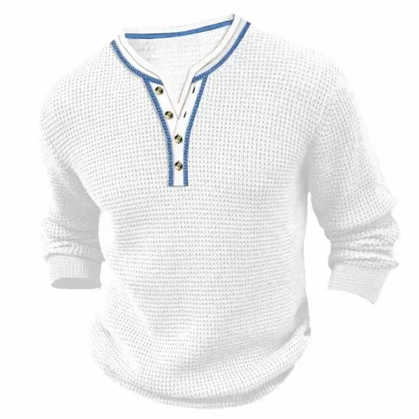 Men's Waffle Knit Henley Sweatshirt