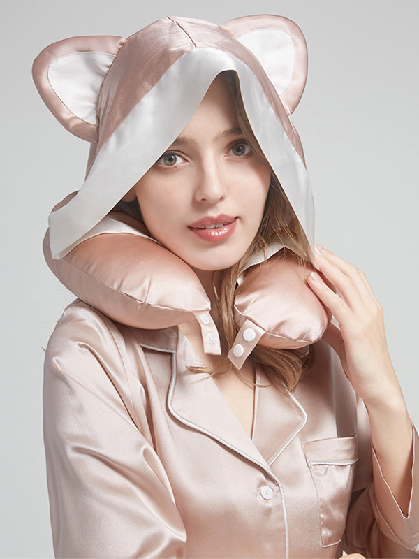 Silk U-shaped Pillow Hooded Cat Type Travel Style
