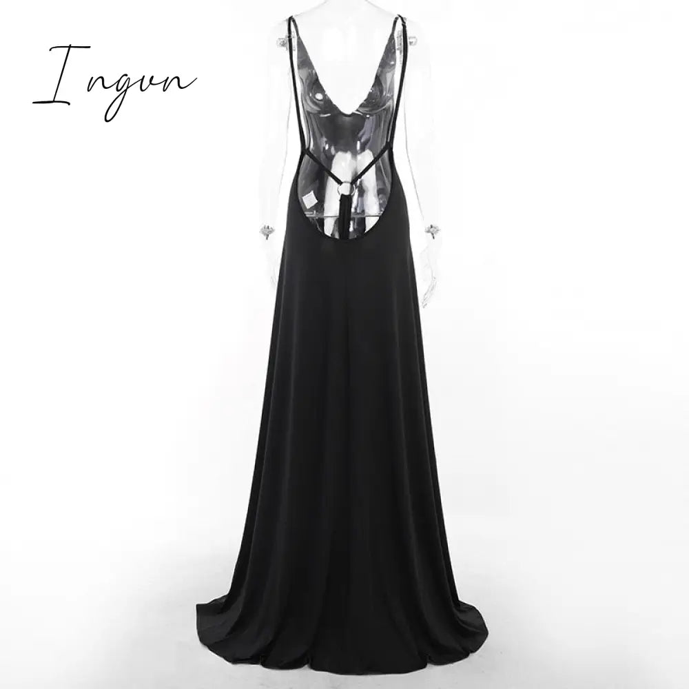 Ingvn - 2023 Summer Women Dress Bandage Sexy Backless Maxi Dresses Club Holiday Bodycon Cut Out