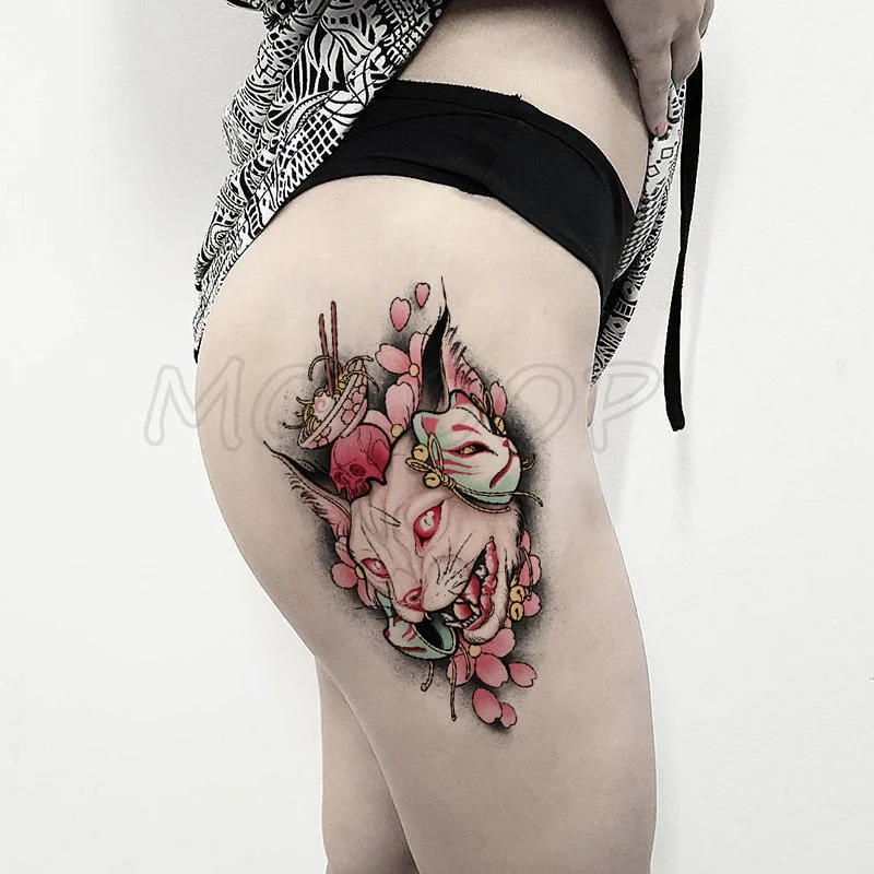 Temporary Tattoo Stickers Rose Sapphire Red Flower Fake Tatto Waterproof Tatoo Back Leg Arm Belly Big Size for Women Men Girl