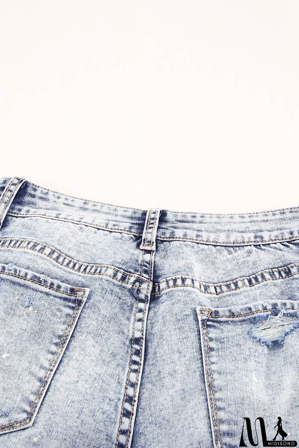 MidiSono - Distressed Faded Splatter Denim Pants