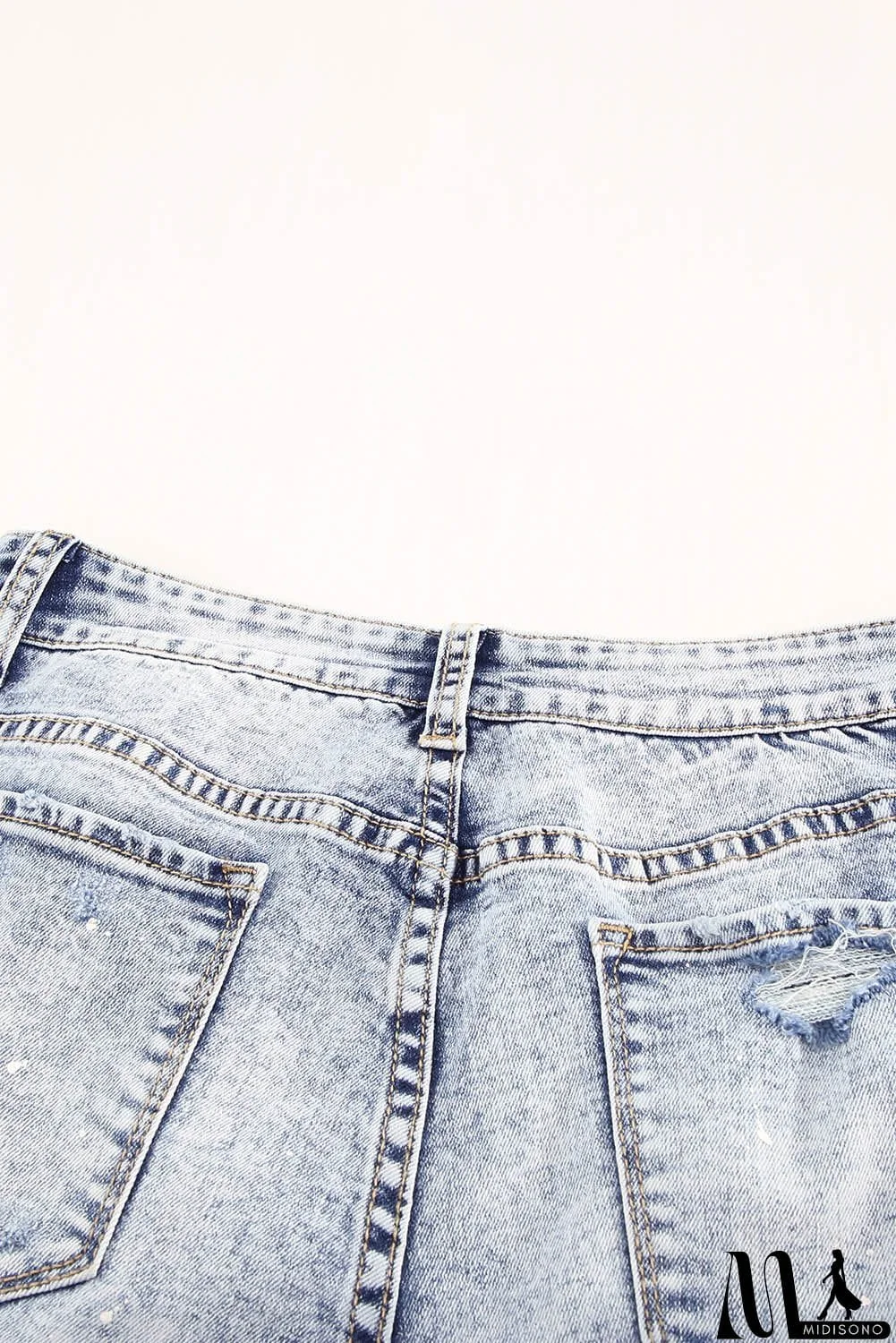 MidiSono - Distressed Faded Splatter Denim Pants