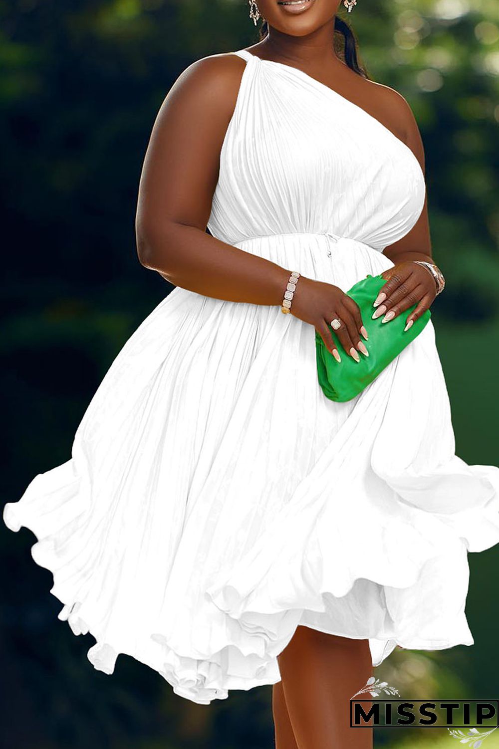 Red Casual Solid Patchwork Fold Oblique Collar A Line Dresses