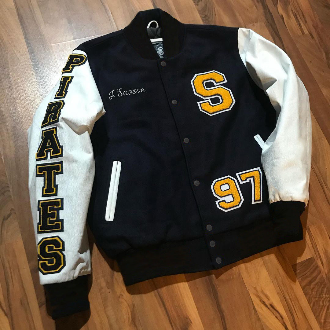 Casual Print Panel Baseball Jacket