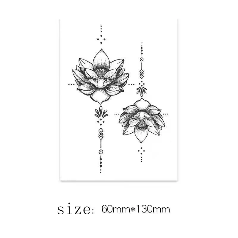 New Lotus Temporary Tattoo Stickers for Men Women Waterproof Long Lasting Sexy Fashion Cool Fake Tattoos Arm Calf Back Tattoos