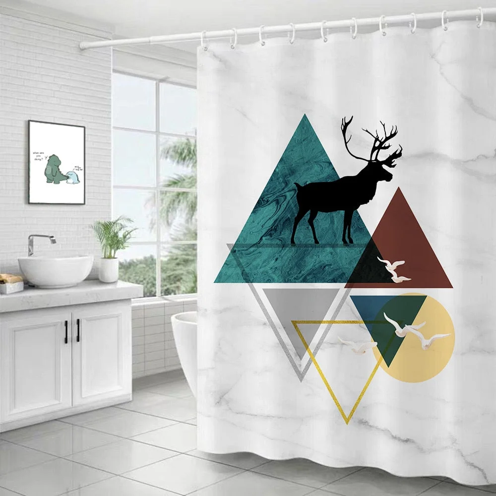 Modern Art Marble Shower Curtain Bathroom Toilet Decoration Thickened Waterproof and Mildew Proof Shower Curtain Bath Decor
