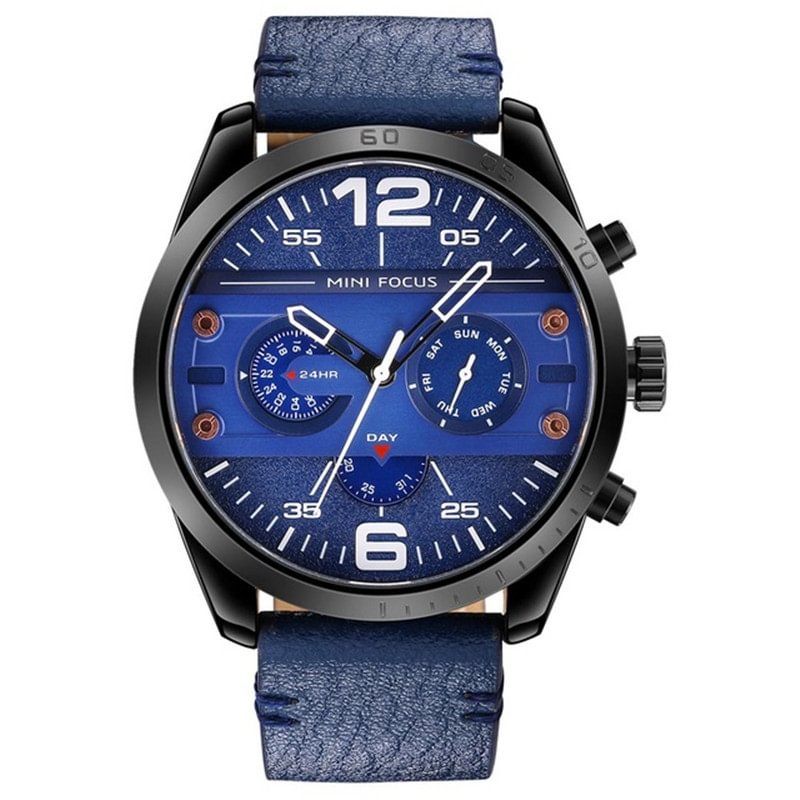 Mechanical Multifunction Leather 3ATM Strap Men Watch-VESSFUL