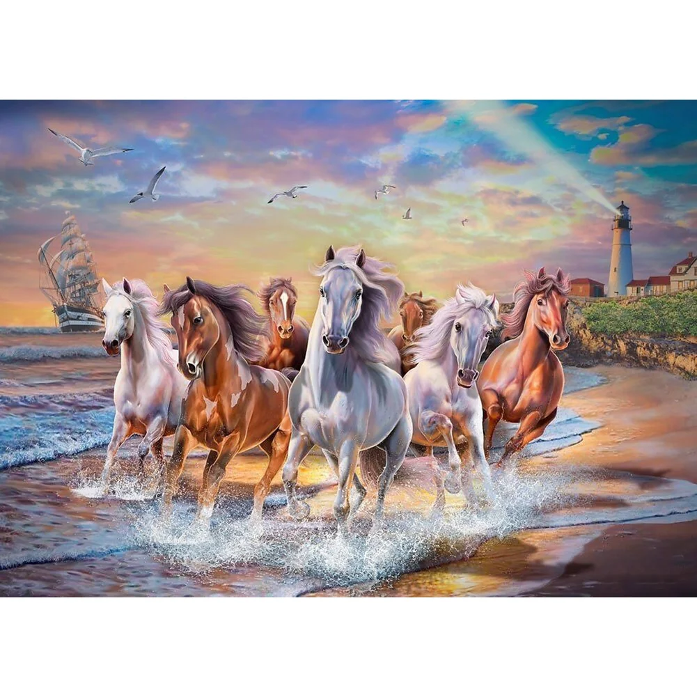 Diamond Painting - Full Round/Square Drill - Running Horse(30*40 - 50*60cm)