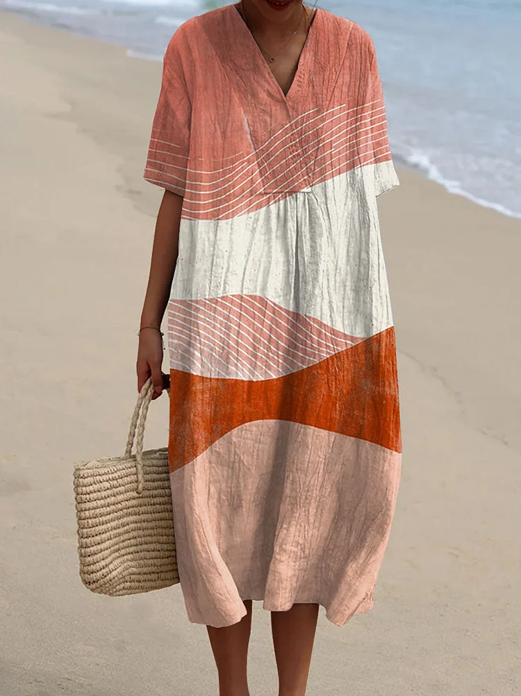 Women's Modern Abstract Art Print Flowy Dress