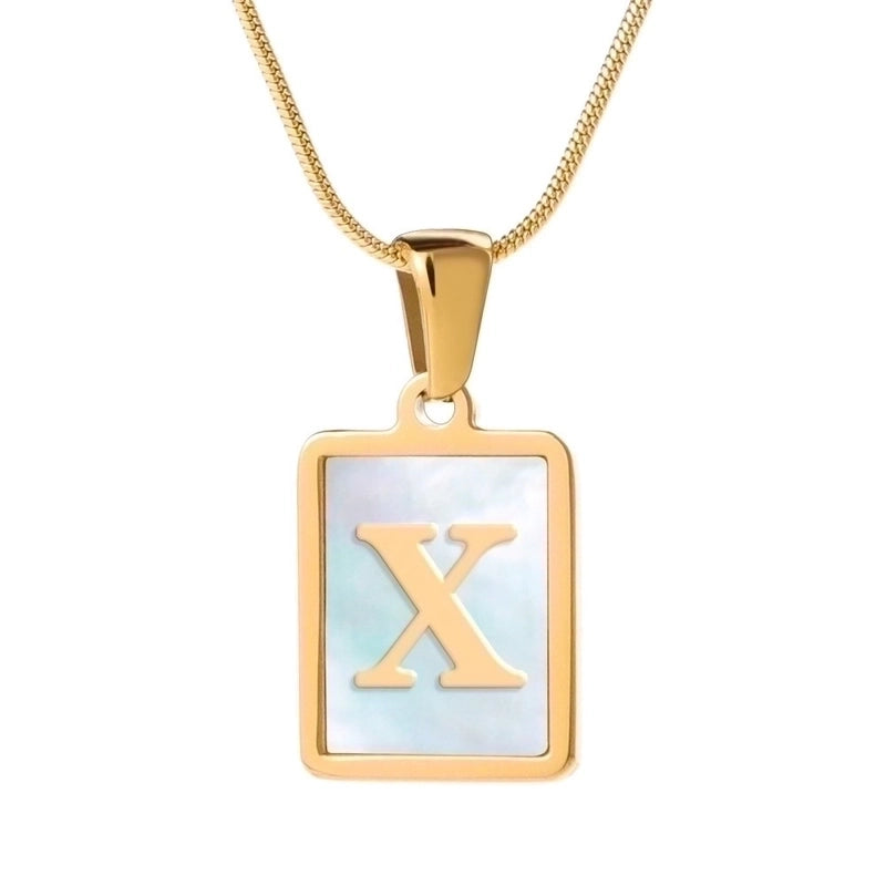 Stainless Steel 18K Gold Plated Casual Commute Plating Inlay Letter Shell Pendant Necklace