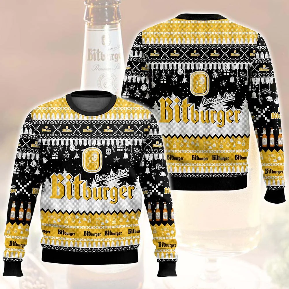 Unisex Vintage German Drinking Print Crew Neck Ugly Christmas Sweatshirt
