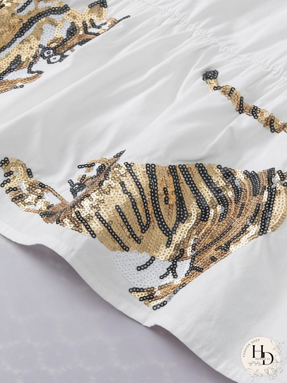 White Cotton Tiger Blouse