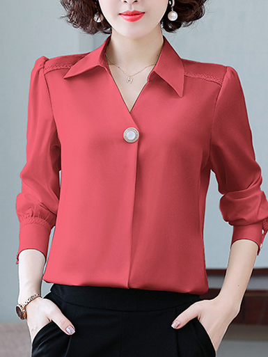 Stylish And Elegant Satin Long Sleeve Shirt - SissiStyles.com