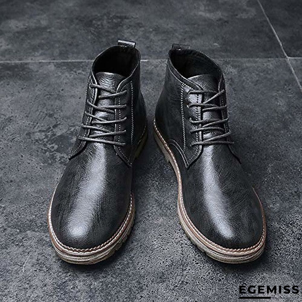 men's autumn outdoor leather lace-up high-top ankle martin boots oxford shoes | EGEMISS