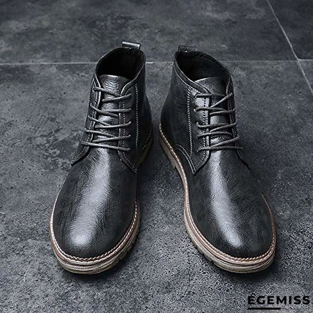 men's autumn outdoor leather lace-up high-top ankle martin boots oxford shoes | EGEMISS