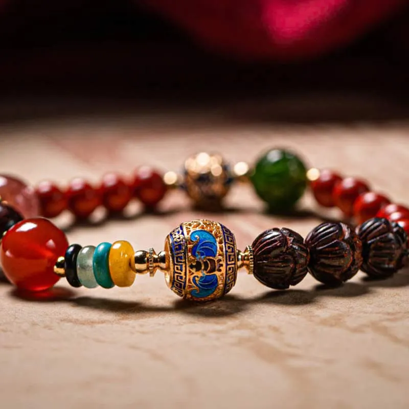 Cinnabar Small Leaf Red Sandalwood Jade Blessing Bracelet
