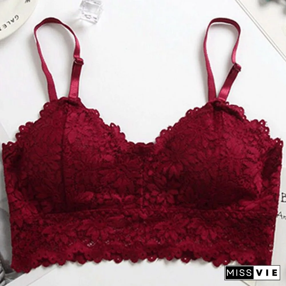 Sexy Lace Bralette Tube Tops Bandeau Summer Women Lace Bra Tanks Crop Tops Bandeau Girl Underwear Solid Color Camisole Hot Sale