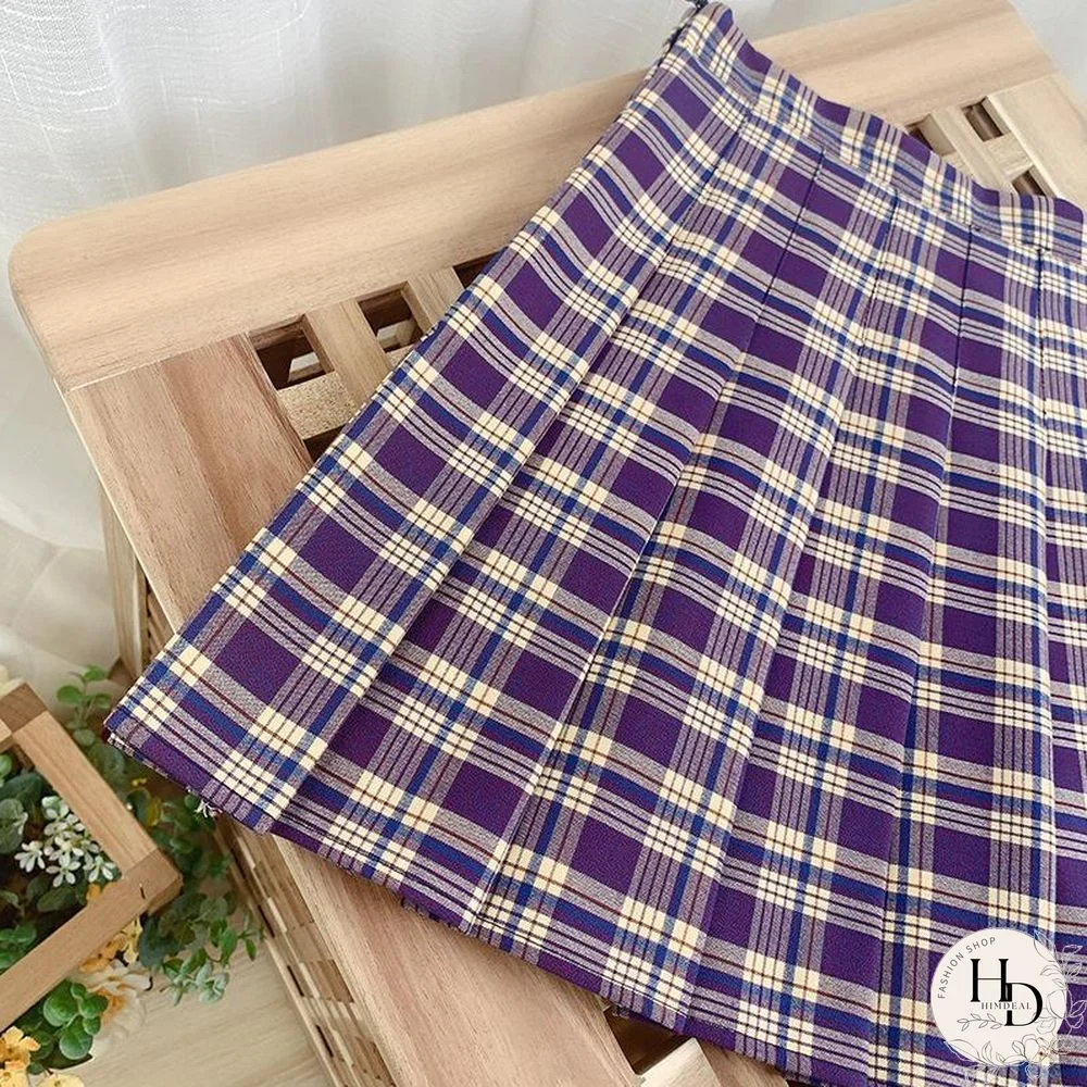 Harajuku Style Women Plaid Skirt Summer High Waist Chic A line Midi Skirts Club Party Casual Short Pleated Skirt Uniforms