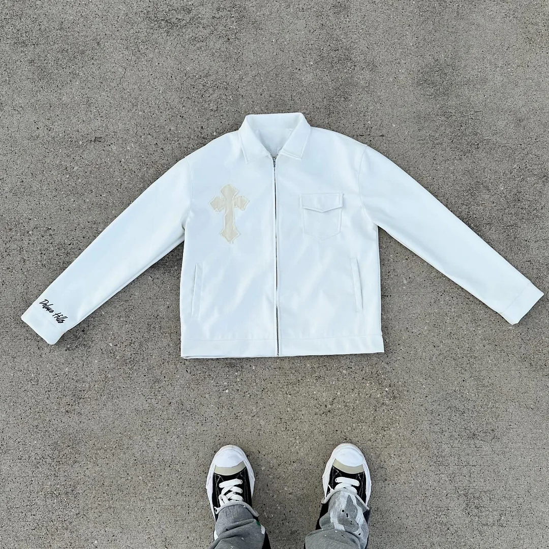 Casual personalized zipper lapel long-sleeved shirt jacket