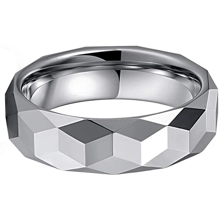 4MM 6MM 8MM Tungsten Mens Women High Polished Diamond Cut Tungsten Carbide Wedding Bands Couple Promise Comfort Fit