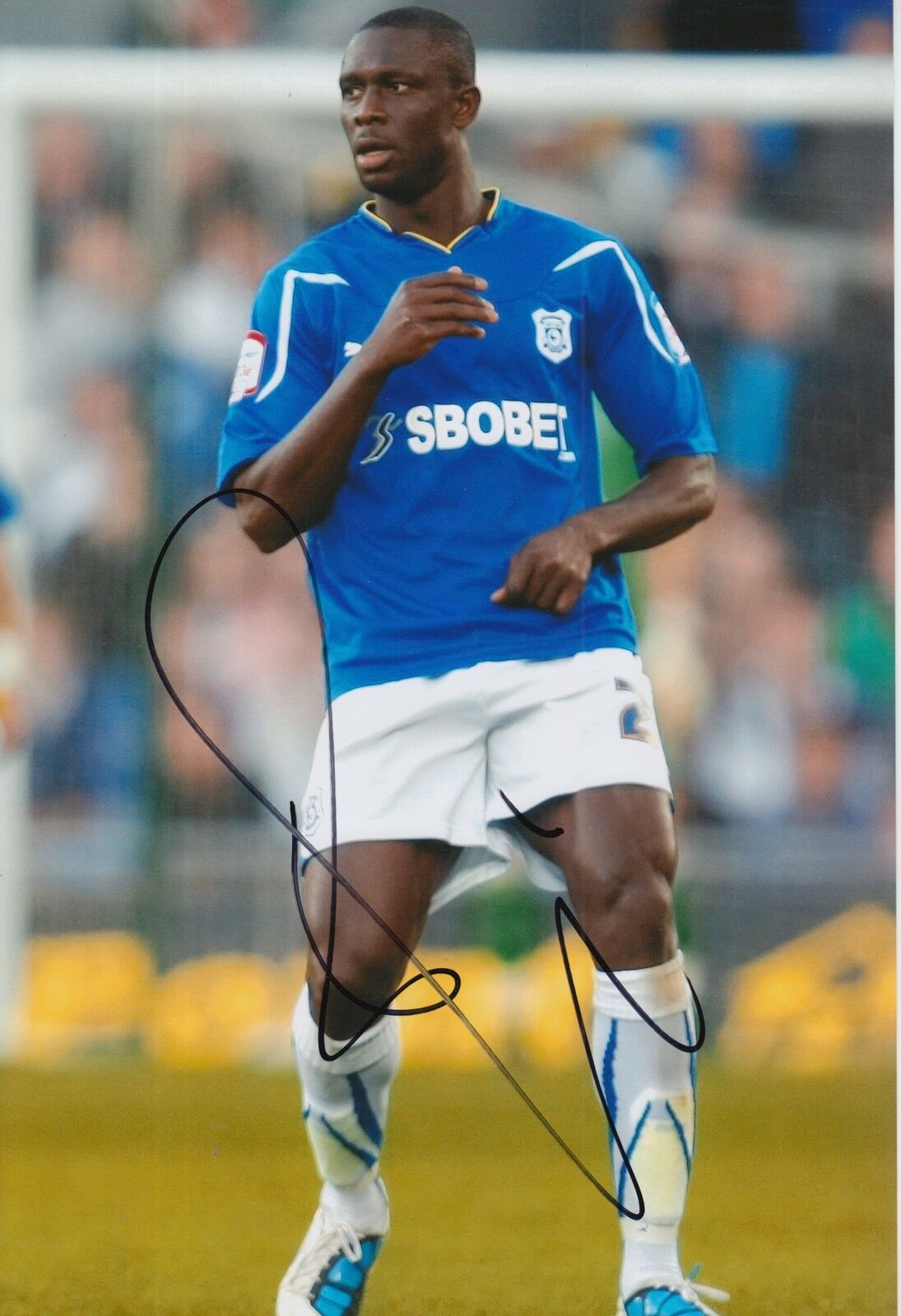 CARDIFF CITY HAND SIGNED SEYI OLOFINJANA 12X8 Photo Poster painting.