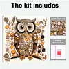 Vintage Brown Owl DIY Button Art Painting Kit 30x30cm Self-Adhesive