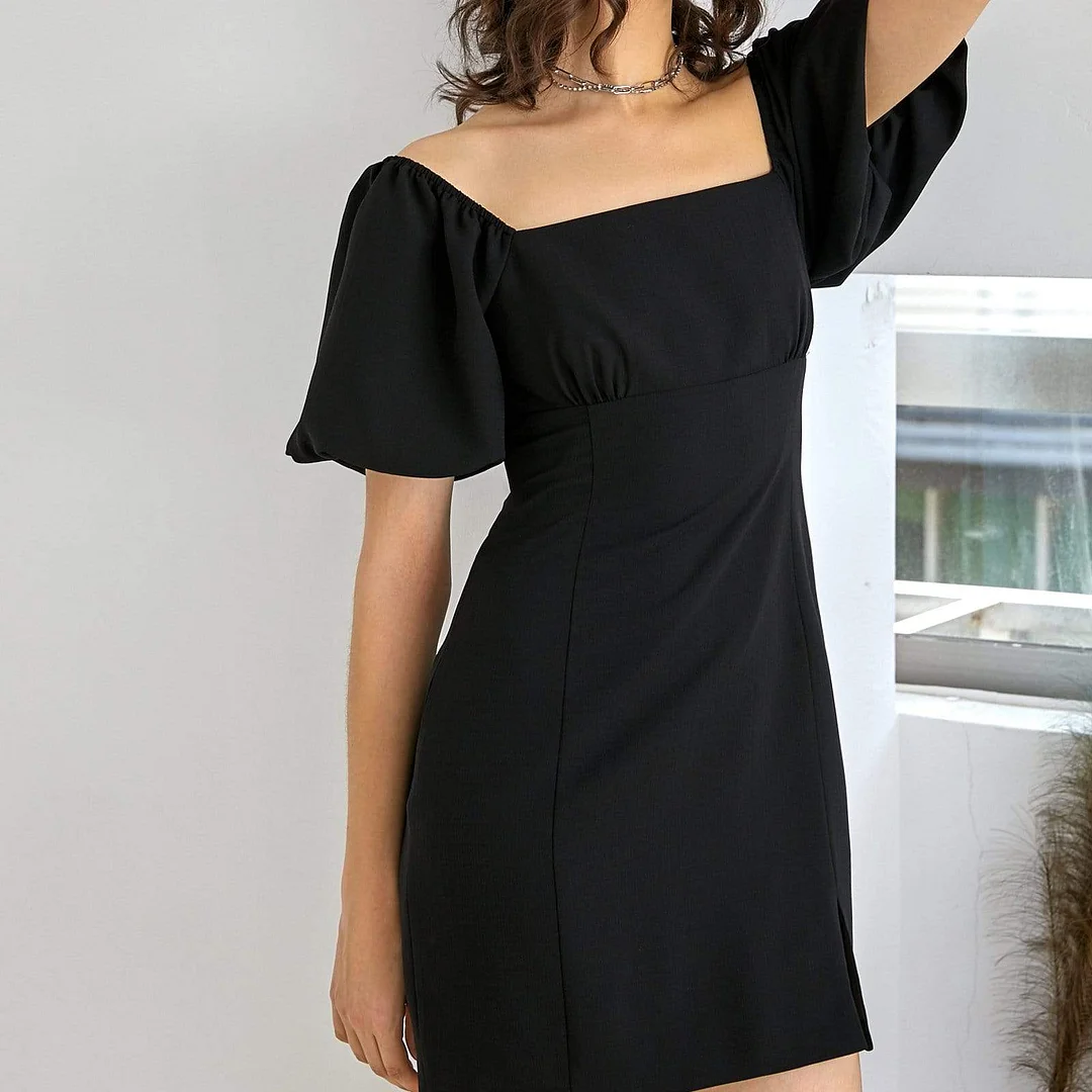 Odette Black Dancing Sleeve Mini Dress