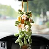 Daisy Potted Plant Car Mirror Hanging, Handmade Knitted Rear View Mirror Accessories, Car Plant Hanging, Crochet Car Mirror Hanging (White flower plant)