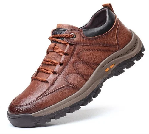 Orthojoe Men's Casual Leather Good Arch Support & Non-slip Outdoor Breathable Walking Shoes