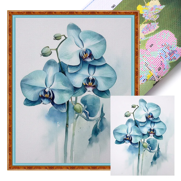 『YiShu』Butterfly Orchid - 11CT Stamped Cross Stitch(40*50cm)